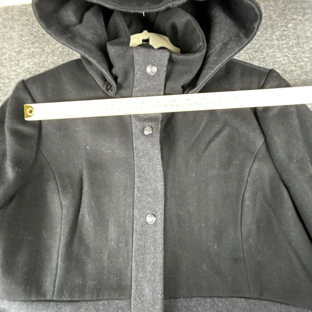 Guess Wool Blend Pea Coat Womens Sz XL Colorblock Charcoal Black Snap Zip Up - Picture 8 of 10